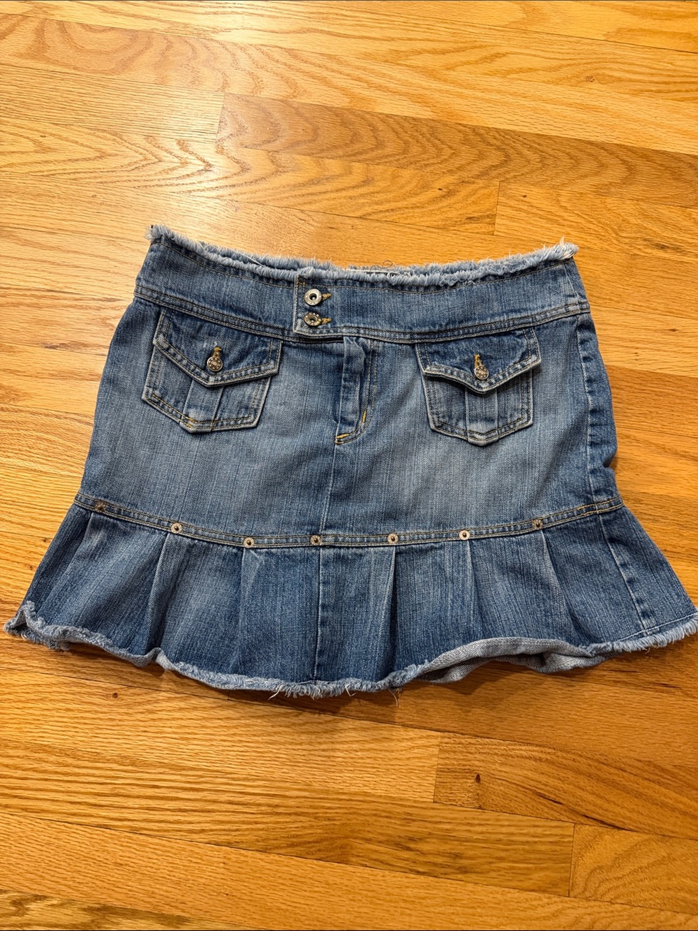 Carmar Blue Denim Mini Skirt with Ruffle Hem